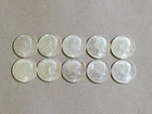 Lot of 10 Kennedy Half Dollar Coins - 90% Silver - All 1964 - Circulated - J1