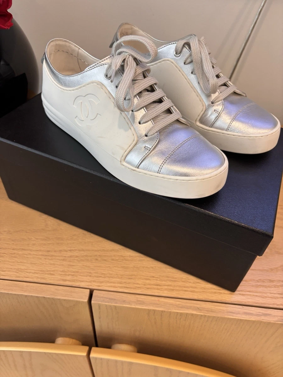 CHANEL Leather Upper Silver Athletic Shoes for Women for sale | eBay