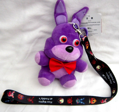 2016 5.5'' Five Nights At Freddy's Purple BonniePlush Toy Clip/Keychain&Lanyard