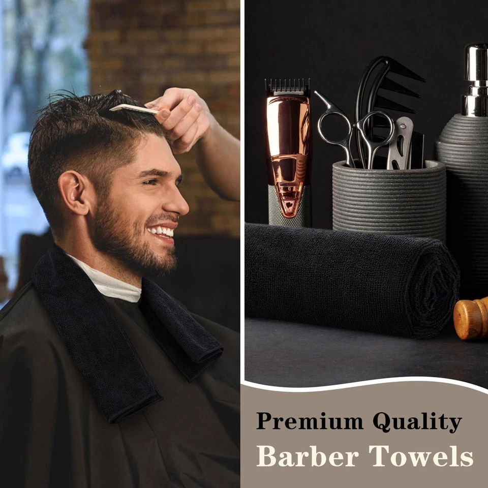 Salon Towels 12 Pack, Black Hand Towels for Bathroom, Quick Dry Gym Towels, S... - Image 3 of 4