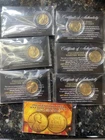 1943 Steel Wartime Wheat Cent Plated in 24KT Gold with COA Lot Of 7