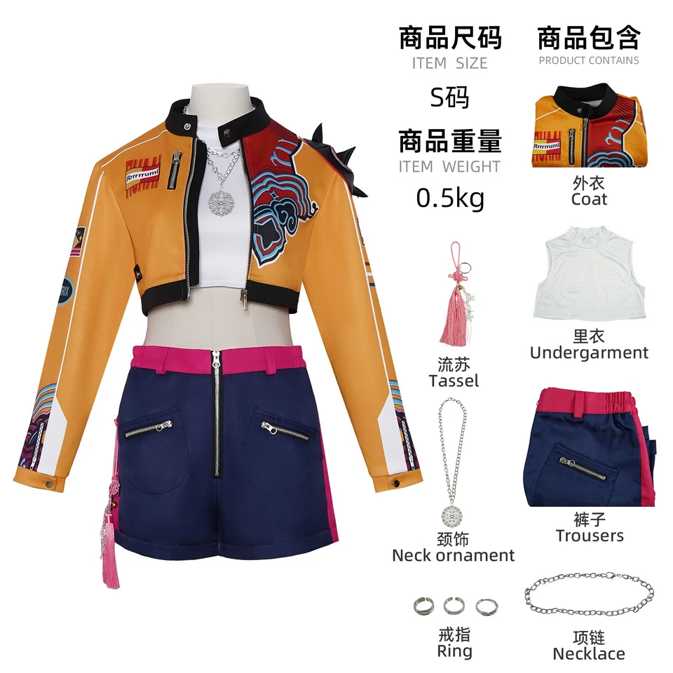 Damen Kinder Cosplay KPop Demon Hunters Rumi Mira Zoey Kostüm Fancy Kleid Outfit - Bild 4 von 4