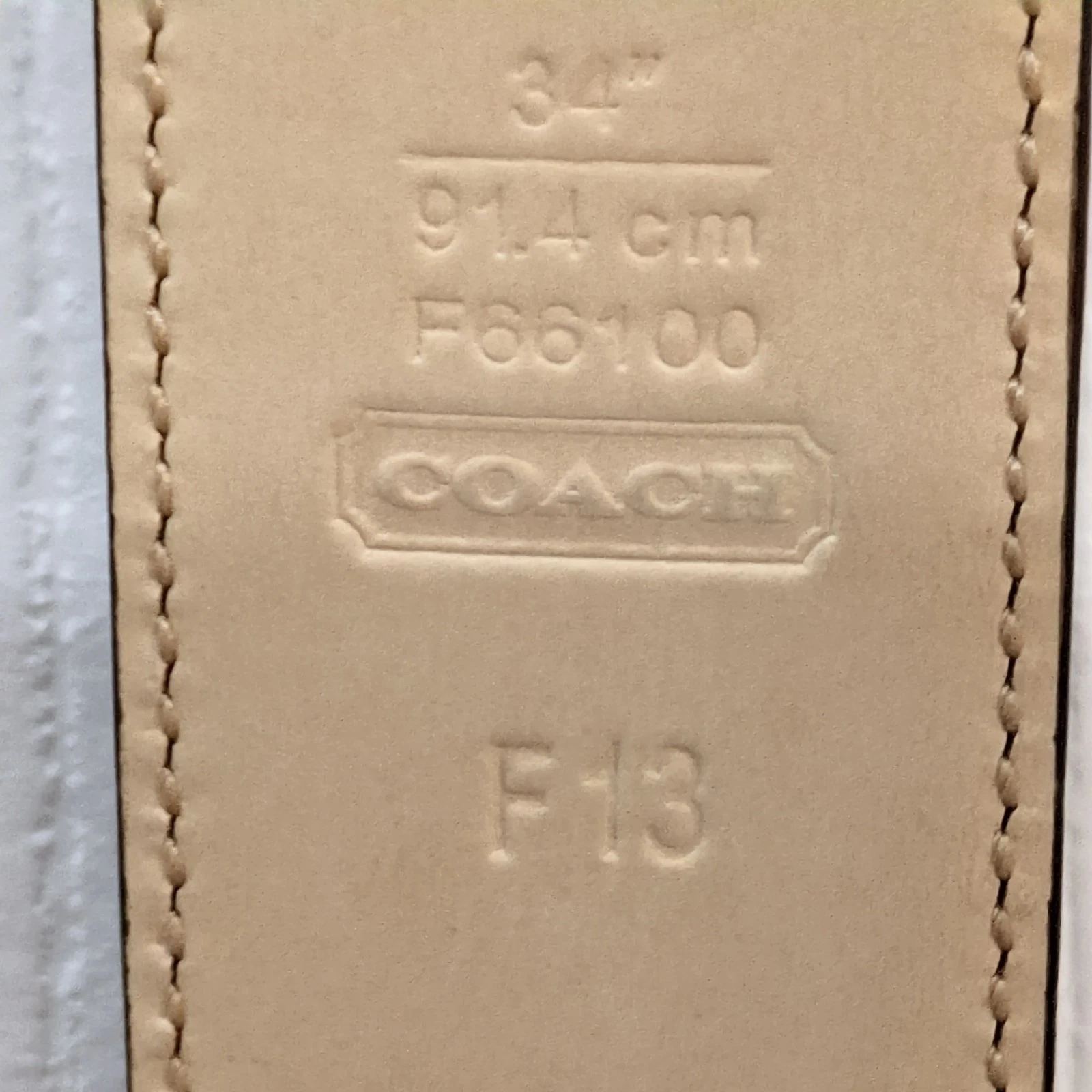 Cintura uomo Coach in pelle marrone F66100 fibbia SS misura 34” 91 4 cm