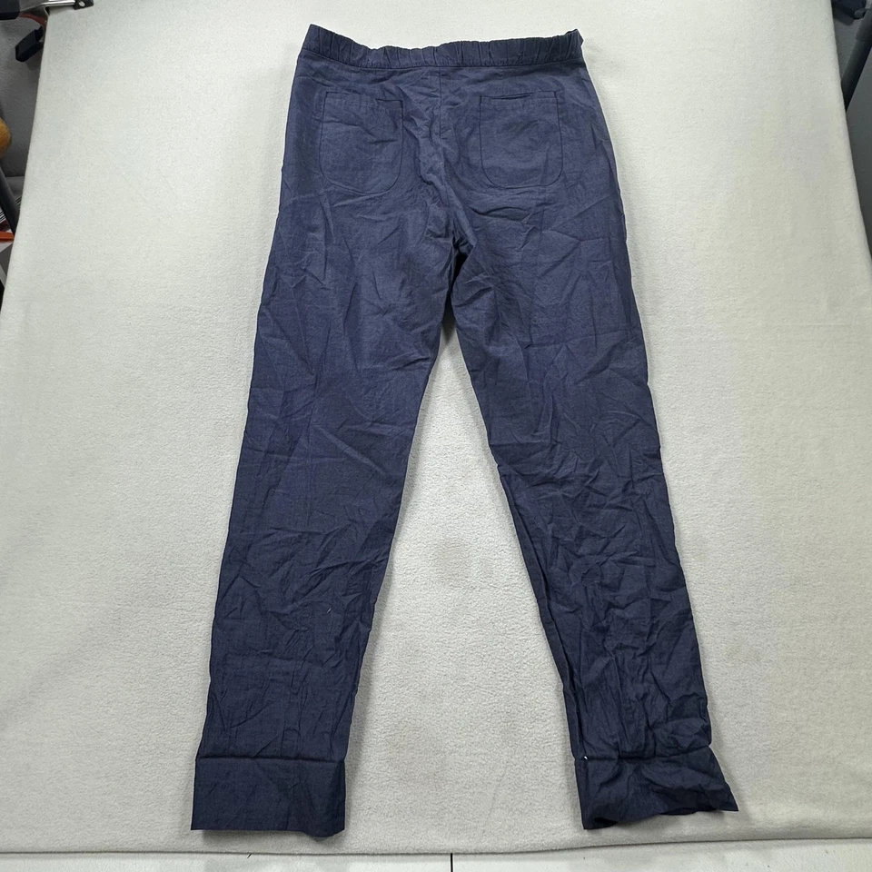 Piazza Sempione 裤子女式 30 蓝色棉丝绸腰带妮可长裤意大利 — 第 3/4 张图片