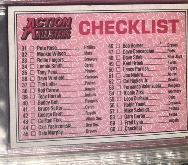 Juego completo de cartas jumbo Donruss Action All Stars 1983 1-60 Foto 3 de 4