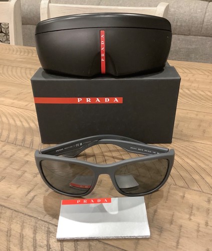 PRADA LINEA ROSSA PS 01US UFK5L0 Grey Rubber Grey Mirror 59 mm Men's Sunglasses