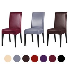 1/4/6 piezas fundas de asiento de banquete de boda de cuero PU elásticas para silla de comedor