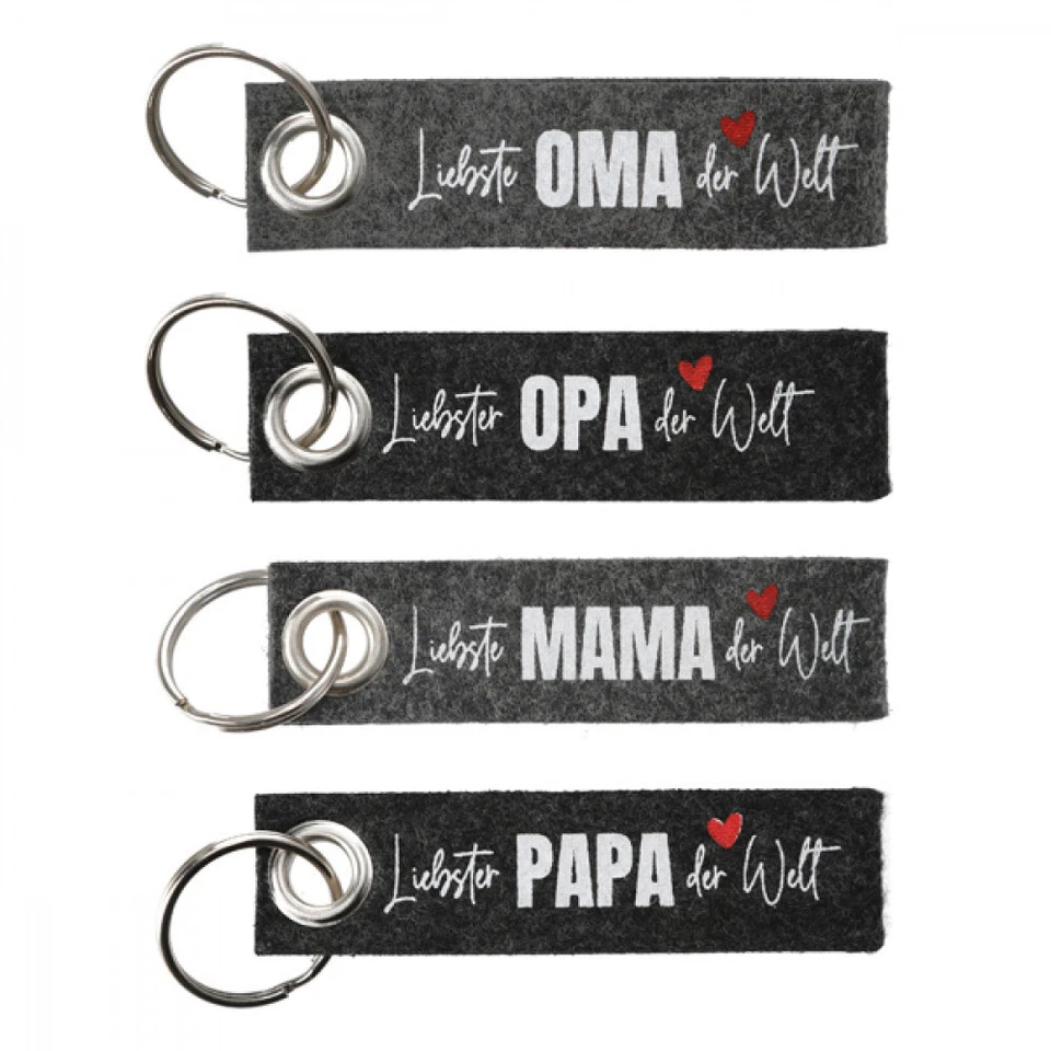 CEPEWA Schlüsselanhänger Filz Liebste/r Oma Opa Mama Papa der Welt | Geschenk Familie