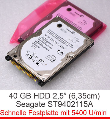 2,5'' 6,4cm IDE 40 GB NOTEBOOK FESTPLATTE HDD SEAGATE ST940215A DELL 9CV011-501