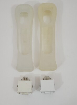 2 OEM Authentic Nintendo Wii White Motion Plus Adapters And Silicone Sleeves