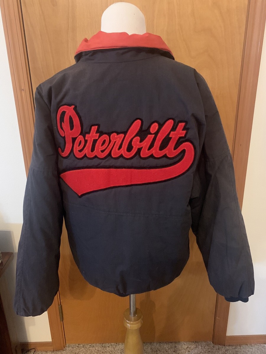 Men's VTG Peterbilt Trucking Black/Red lined snap jacket -S