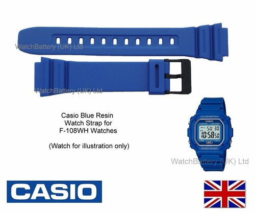 Genuine Casio Watch Strap Band for Casio F-108WH, F108, F-108WH-2 - Blue  Resin | eBay