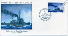 1940 USCGC SARANAC Cutter / HMS BANFF / USCGC TAMPA Warship WWII Stamp FDC