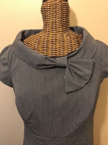 MERONA - BLACK WHITE CHECK SHORT SLEEVE DRESS - 4 - Picture 3 of 4