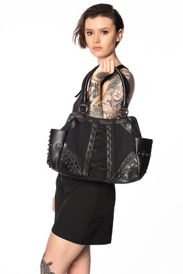 BANNED Apparel Black Rockabilly Gothic Punk Emo Studded Annabel Lee Bag Handbag