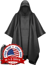 Impermeables Para La Lluvia Hombre Mujer Ponchos Con Capucha Negro Impermeable..