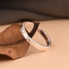 Solid 925 Sterling Silver Hammered Band Ring Handmade Plain Ring For Her