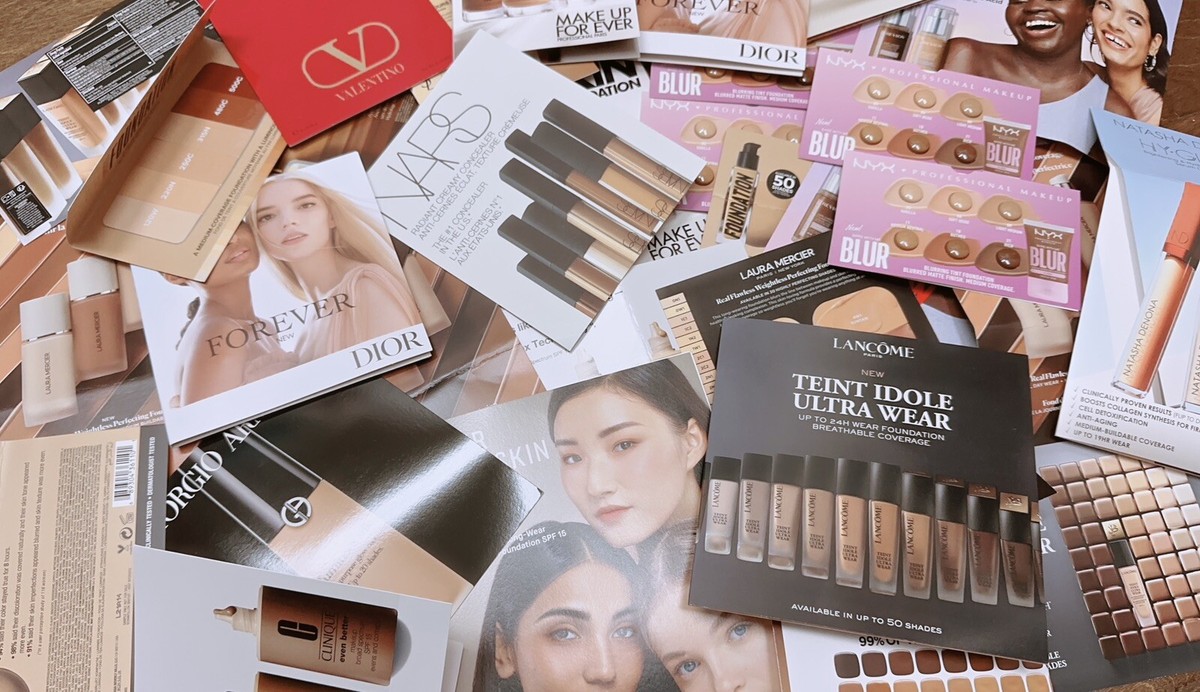 12 X Mix Foundation Concealer Sample Cards Lancome Laura Mercier