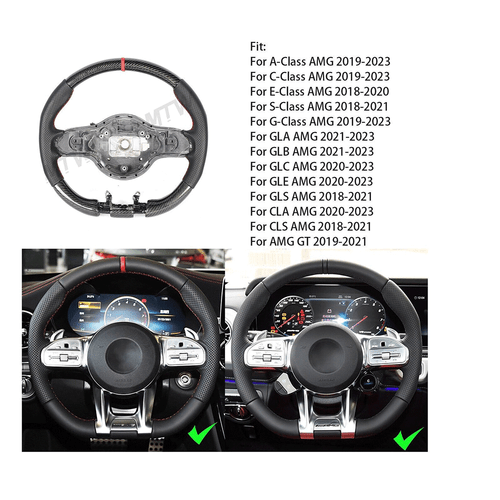 Volante de fibra de carbono para Mercedes Benz AMG C43 C63 A35 A45 S 2019-2023 - Imagen 4 de 10