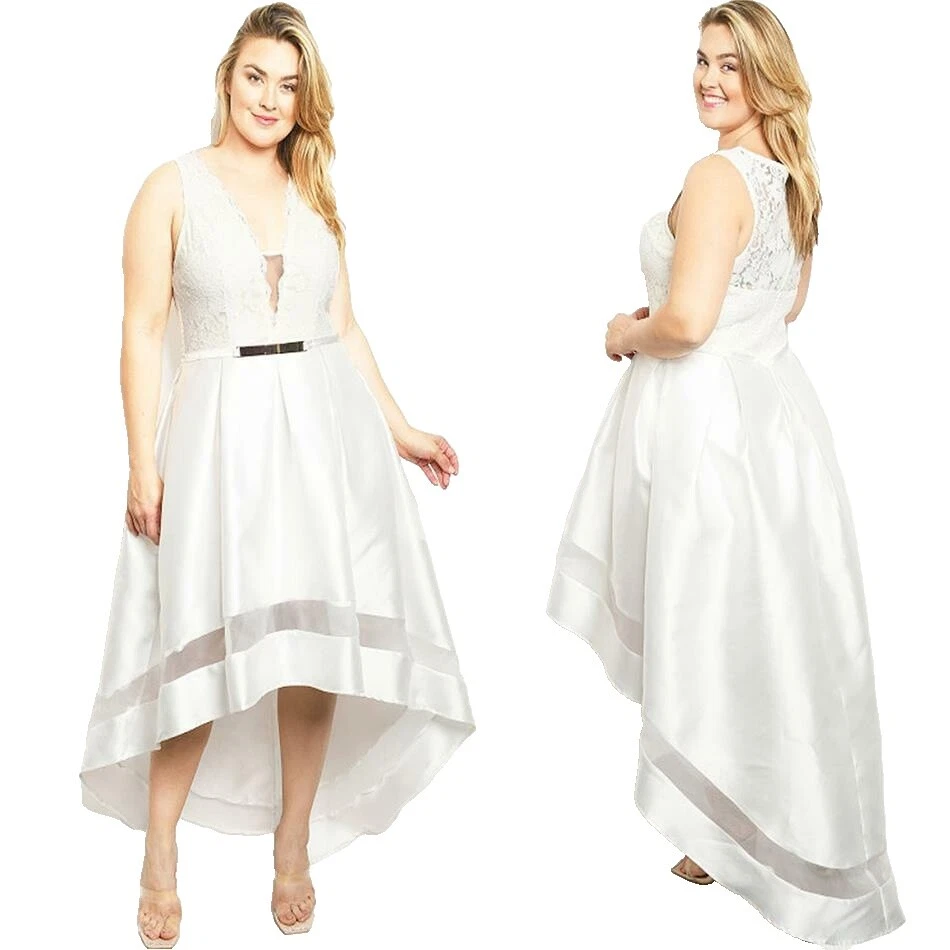 Vestidos de dama de honor de encaje Plus Blanco