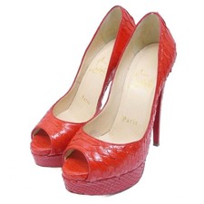 Rare Christian Louboutin Python Leather Pumps Open Toe Size EU34.5/US4.5