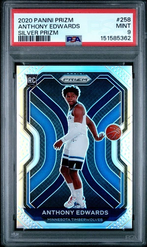PSA 9 2020 Panini Prizm Anthony Edwards Silver Rookie RC #258