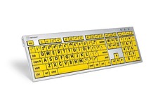 Large Print - Black on Yellow Silver Slimline Keyboard   Windows