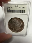 1878  7TF Morgan Silver Dollar ANACS MS 62 Graded  Toning