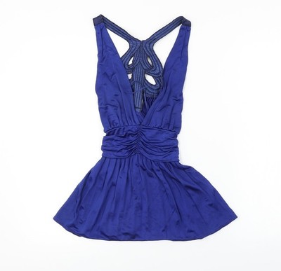 Blaue Basic-Bluse Damen UK Größe 8 von Topshop