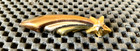 PLANET EARTH TRI COLOR GOLD TONE SHOOTING STAR PINBACK BROOCH 2 1/4" X 1/2" — photo 1