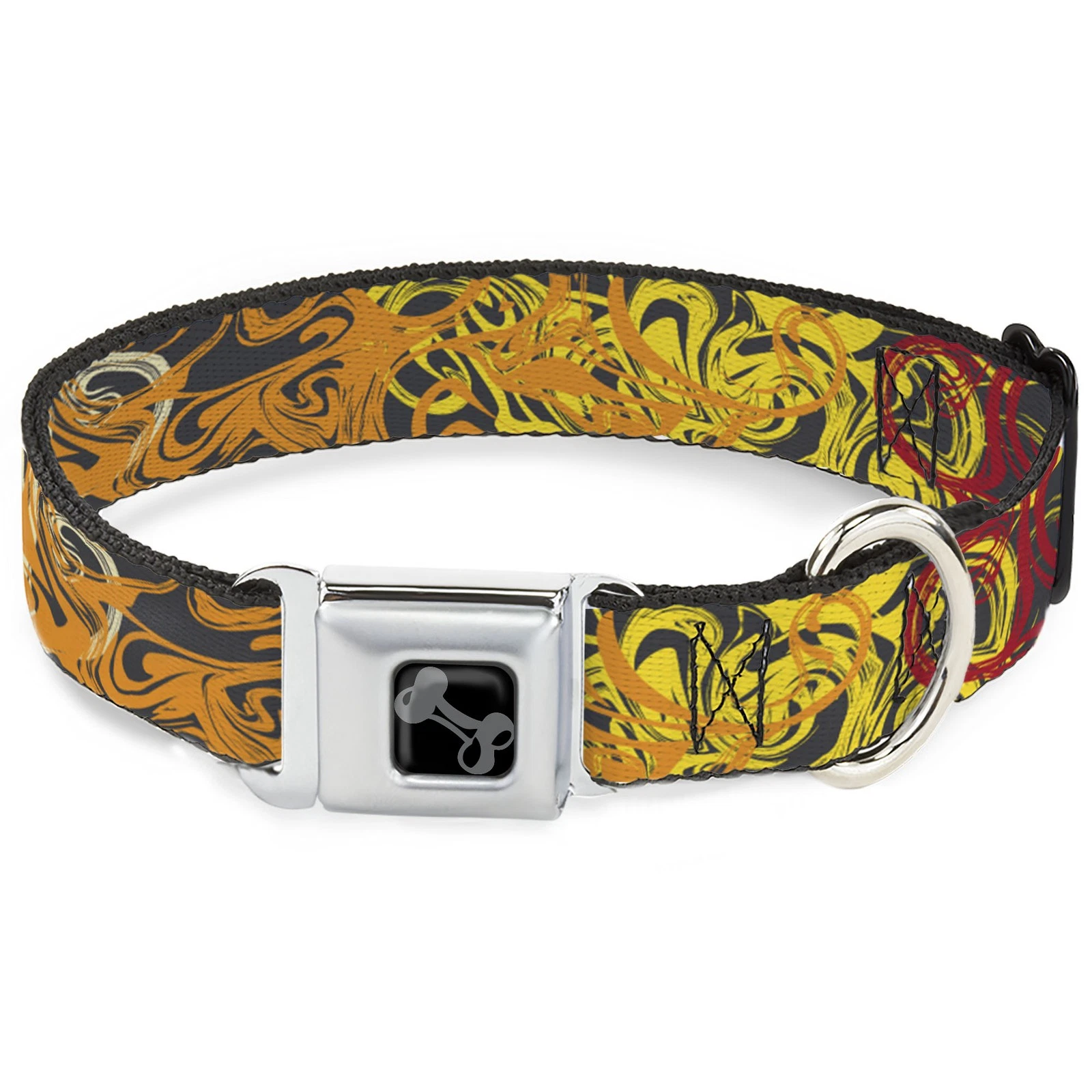 Dog Collar Bone Swirl Mix Gray/Multi Color Large 15-24"