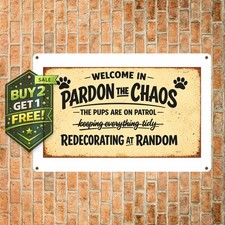 Funny Dog House Rules Paw Print Icons Retro Metal Tin Sign 8x12