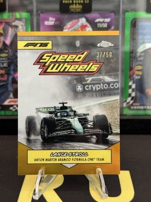 2025 Topps Chrome F1 Lance Stroll 1975 Speed Wheels Gold Refractor