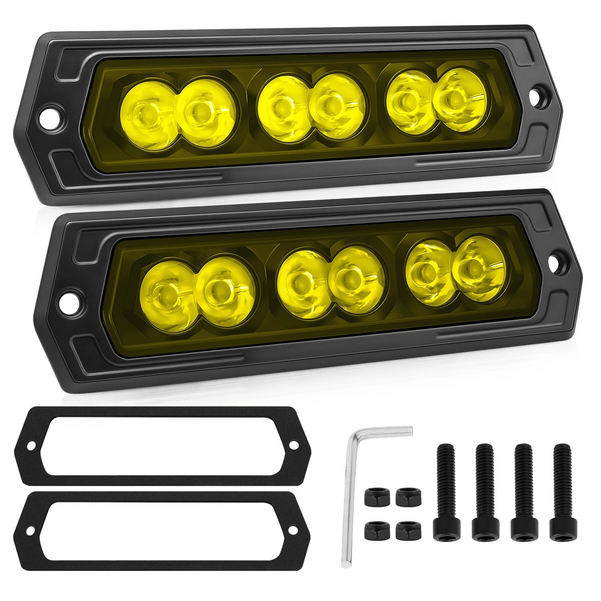 2x 7-Inch Flush Mount LED Work Lights – White & Amber Combo, Off-Road/Driving/Fog (3200lm)