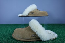 UGG Shearling Slipper Shoes Womens Size 10 Brown Suede Fuzzy Lined Slip On Cozy