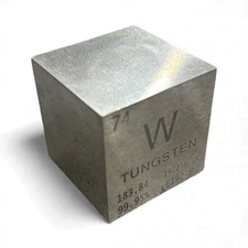 1-1/2" (1.500), 99.95% Pure Tungsten Cube, Engraved