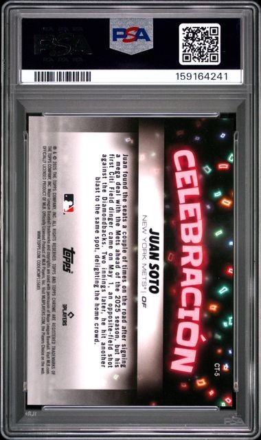 2025 Topps Chrome Update Celebración Juan Soto #CT-5 PSA 10 GEM MINT view 2