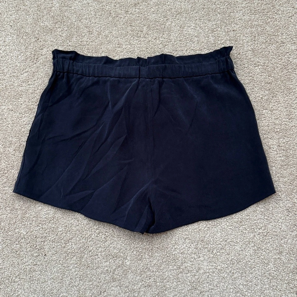 Ramy Brook Silk Stretch High Rise Paperbag Waist Tie Navy Blue Shorts Size XS - Image 3 of 4