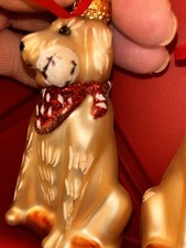 2 Golden/Labrador Retrievers Blown Glass Christmas Tree Ornaments. 3.25  