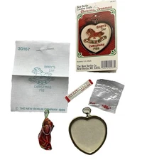 New Berlin Co. VTG Heat CrossStitch Baby 1st Christmas Ornament Kit Rockin Horse
