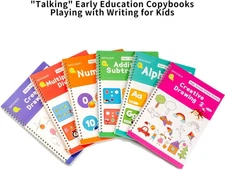 Magic Grooved Writing Practice Books Kids Disappearing Ink Pens Grips Reusable