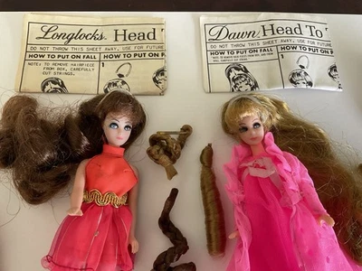Mattel Vintage ‘70’s - HTF  Topper -Longlocks & Dawn Head To Toe Dolls W Wiglets - Image 1 of 4