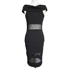 ANGL Dress Womens Medium Black Off Shoulder Mesh Panel Bodycon Cocktail Party