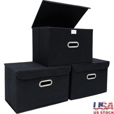 Large Foldable Storage Bins W/ Lid Organizing Baskets Home Office Toys Clothes