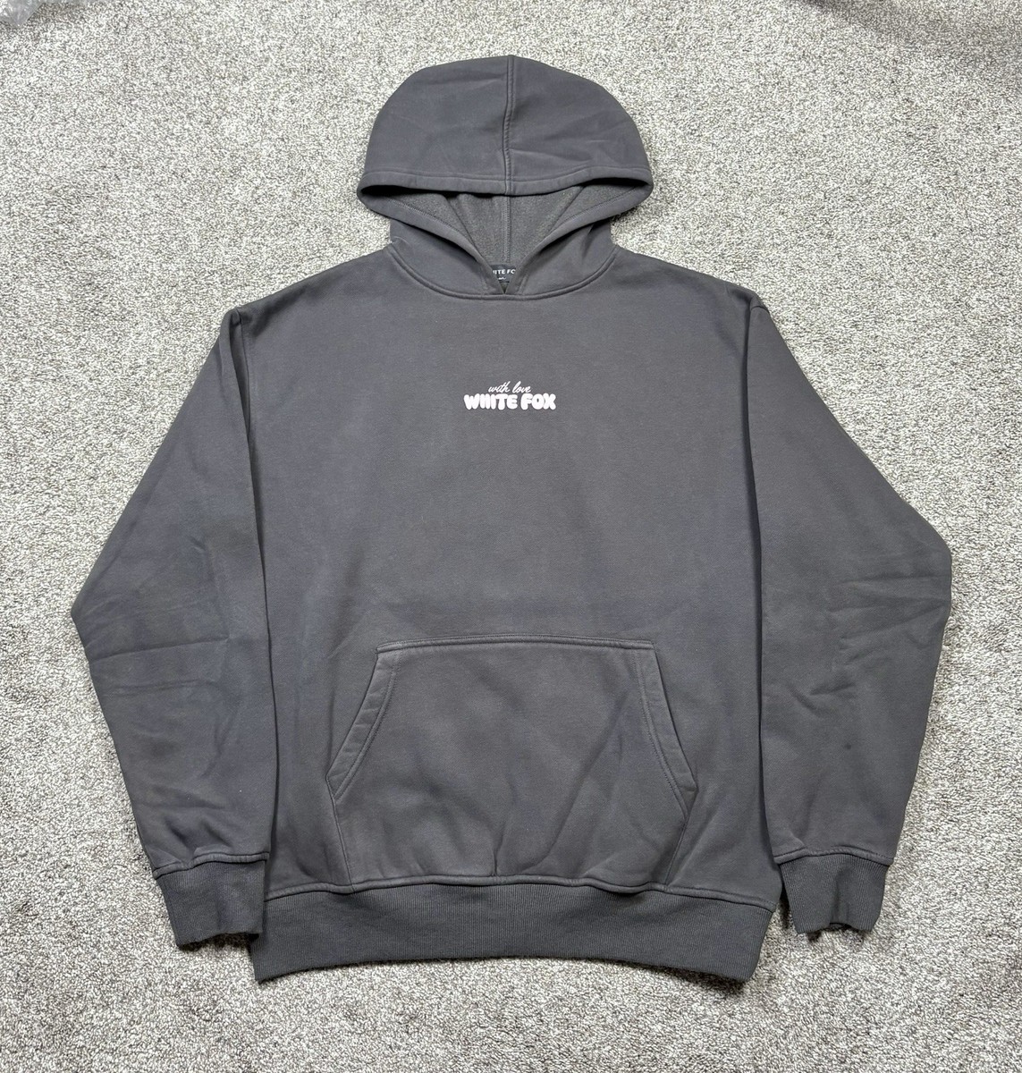 White Fox With Love In The Moment Oversized Hoodie Charcoal