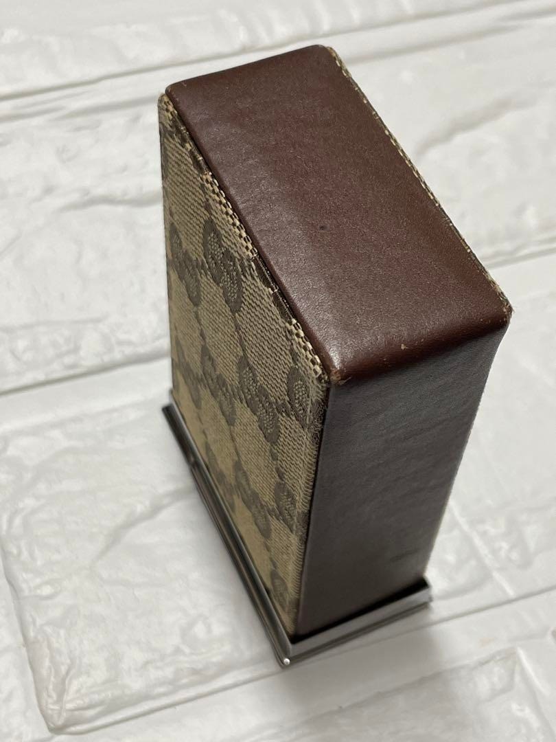 Authentic GUCCI GG Canvas Cigarette Case GG Pattern Beige Brown Canvas  Leather