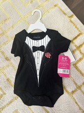 Classic Tuxedo Baby Bodysuit One Piece Size 6-9 Months New