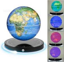 Floating Globe, Magnetic Levitating Globe with LED Light, 360° Rotating blue