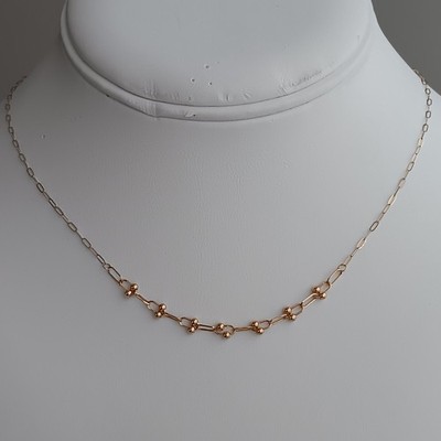 18K Yellow Gold U Link Chain Necklace 14''-15'' Choker Dainty Layer NEW Au750 NWOT
