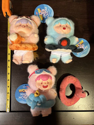 3x WOOW Happy Holiday Confirmed Pendant Plush Dolls Lot 7  New With Tags
